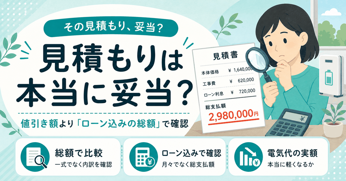 蓄電池の見積もりが妥当か、ローン込みで確認する方法