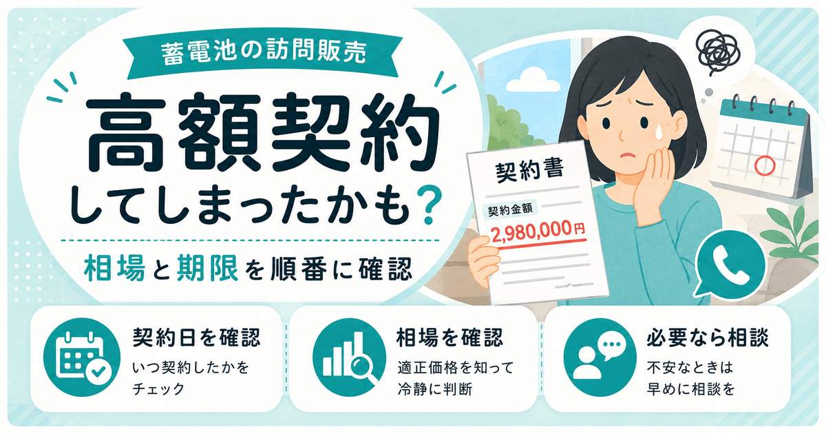 蓄電池の訪問販売で高額契約した場合の対処法